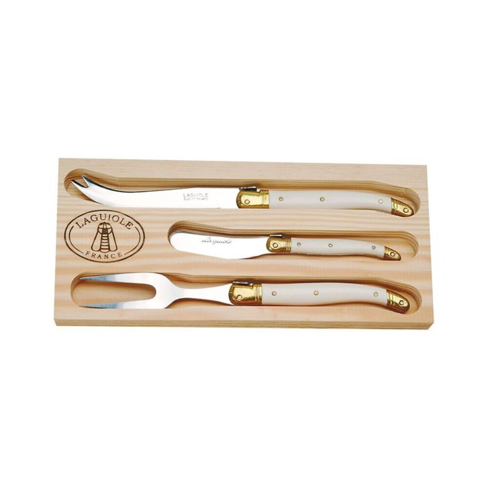 Jean Dubost Laguiole 3Pc Cheese Set, Beige